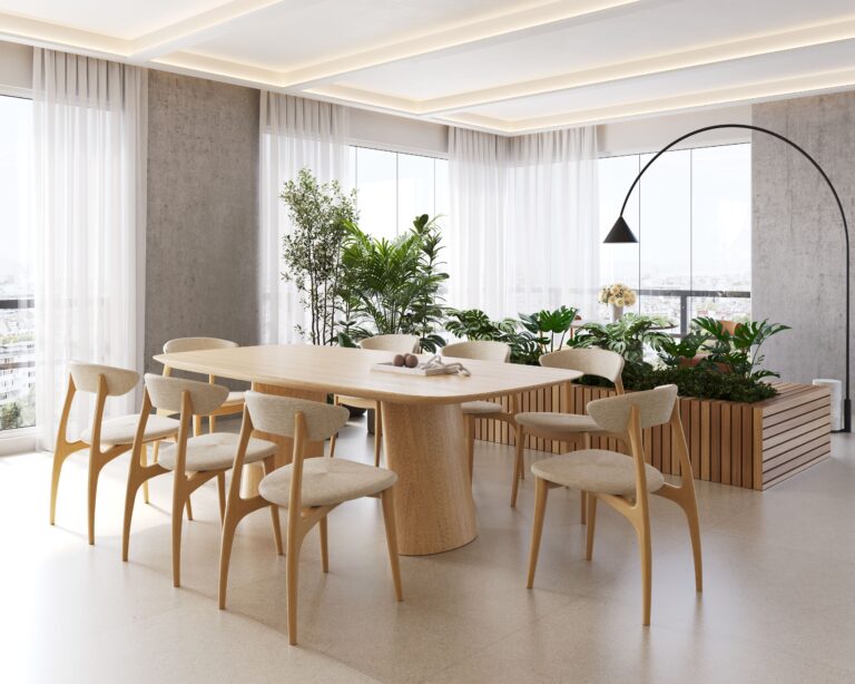 cadeira anga mesa jantar fungi render3d 2